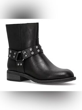 🍁FALL Sale!! FRYE AND CO. Black Faux Leather Studded Harness Ankle Boots